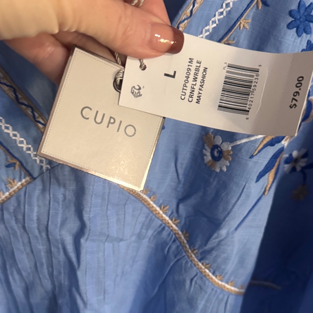 Cupio Light Blue Floral Embroidered Blouse - Picture 2 of 3